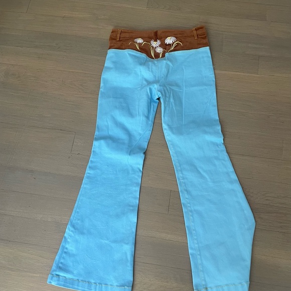 Unique vintage smiley boho jeans/pants sz 27 - Picture 5 of 8